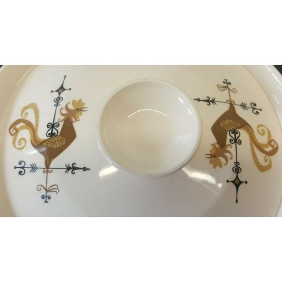 Edwin Knowles Weather Vane Rooster 11" Covered Vegetable Bowl w/Lid #K-5240 MCM - Picture 7 of 10